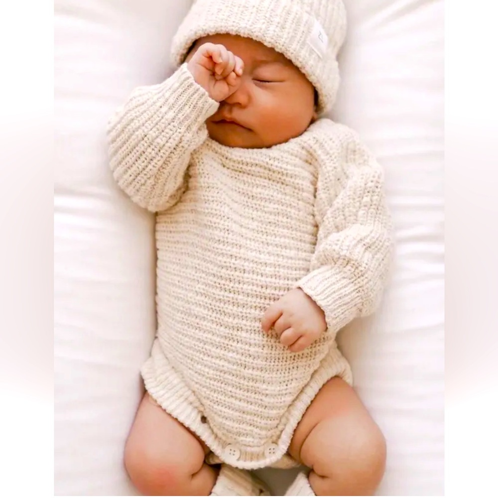 Ziggy Lou Baby Romper Heirloom Chunky Knit Honey Sweater